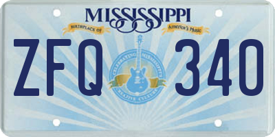 MS license plate ZFQ340
