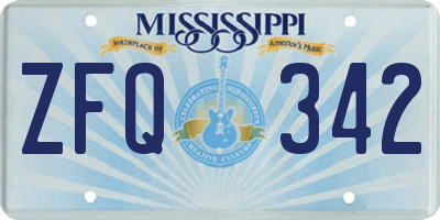 MS license plate ZFQ342