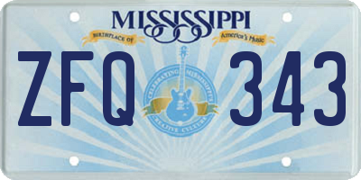 MS license plate ZFQ343