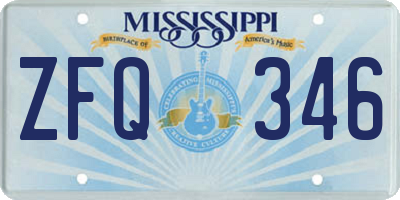 MS license plate ZFQ346