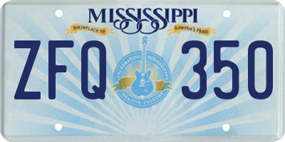 MS license plate ZFQ350