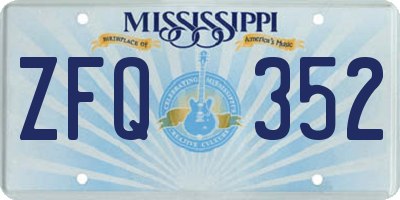 MS license plate ZFQ352
