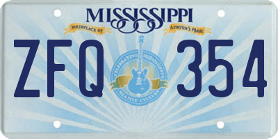 MS license plate ZFQ354