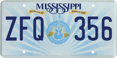 MS license plate ZFQ356