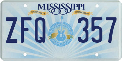 MS license plate ZFQ357