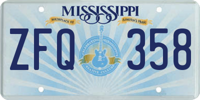 MS license plate ZFQ358