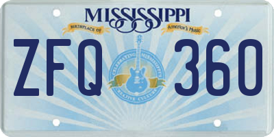 MS license plate ZFQ360