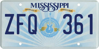 MS license plate ZFQ361