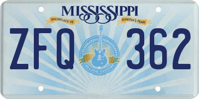 MS license plate ZFQ362