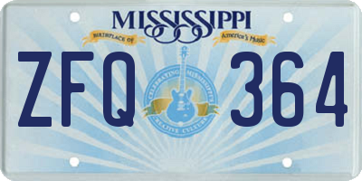 MS license plate ZFQ364