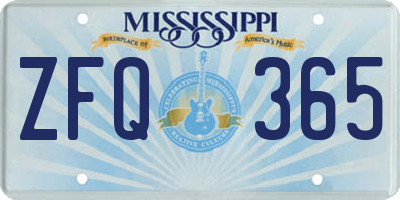MS license plate ZFQ365