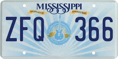 MS license plate ZFQ366
