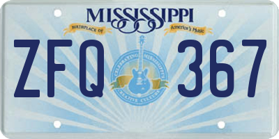 MS license plate ZFQ367