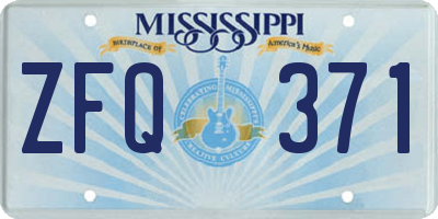 MS license plate ZFQ371