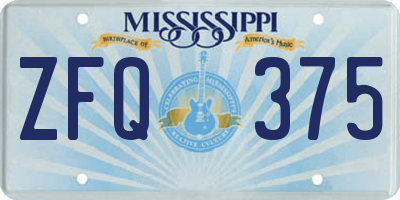 MS license plate ZFQ375