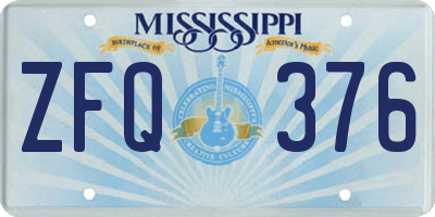 MS license plate ZFQ376