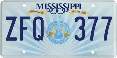 MS license plate ZFQ377