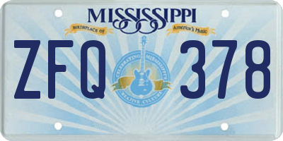 MS license plate ZFQ378
