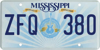 MS license plate ZFQ380