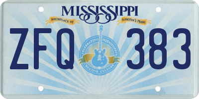 MS license plate ZFQ383