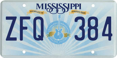 MS license plate ZFQ384