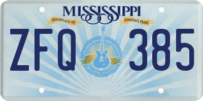 MS license plate ZFQ385