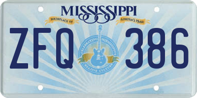 MS license plate ZFQ386