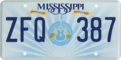 MS license plate ZFQ387