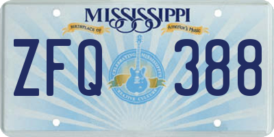 MS license plate ZFQ388