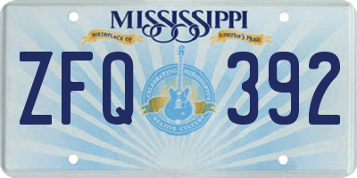 MS license plate ZFQ392