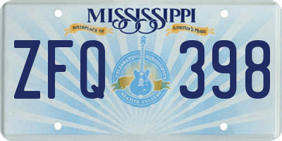 MS license plate ZFQ398