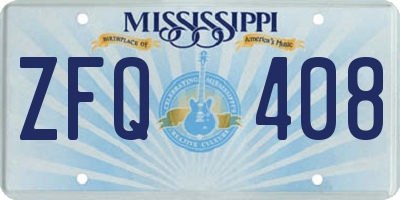 MS license plate ZFQ408