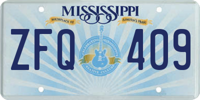 MS license plate ZFQ409