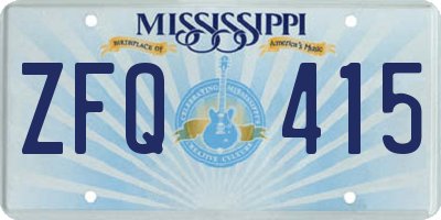 MS license plate ZFQ415