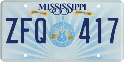 MS license plate ZFQ417