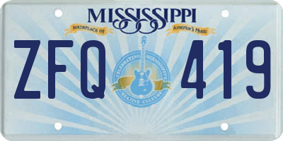 MS license plate ZFQ419