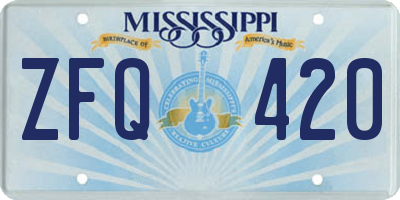 MS license plate ZFQ420