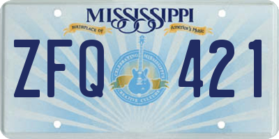 MS license plate ZFQ421