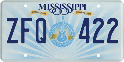 MS license plate ZFQ422