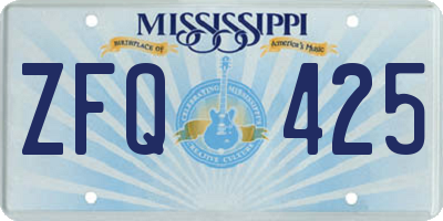 MS license plate ZFQ425