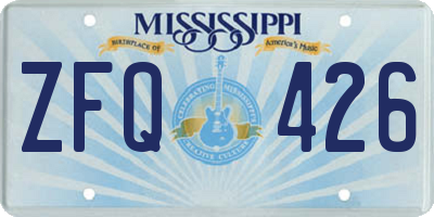 MS license plate ZFQ426