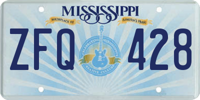 MS license plate ZFQ428