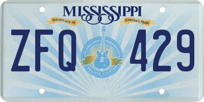 MS license plate ZFQ429