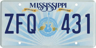 MS license plate ZFQ431