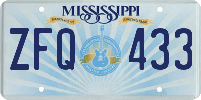 MS license plate ZFQ433