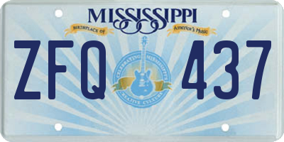 MS license plate ZFQ437