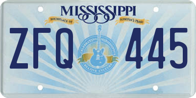 MS license plate ZFQ445