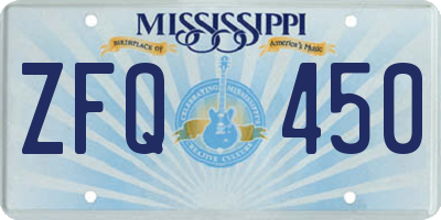 MS license plate ZFQ450