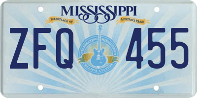 MS license plate ZFQ455