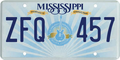 MS license plate ZFQ457